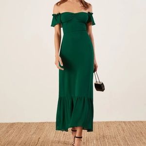 Reformation Butterfly Dress Emerald